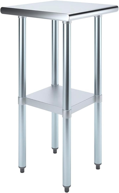 AmGood Stainless Steel Work Table with Undershelf | Kitchen Island Food Prep | Laundry Garage Utility Bench | NSF Certified (18" Long x 18" Deep)