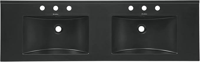 60 inch Vanity Top Bathroom Sink in Matte Black with 3 Holes