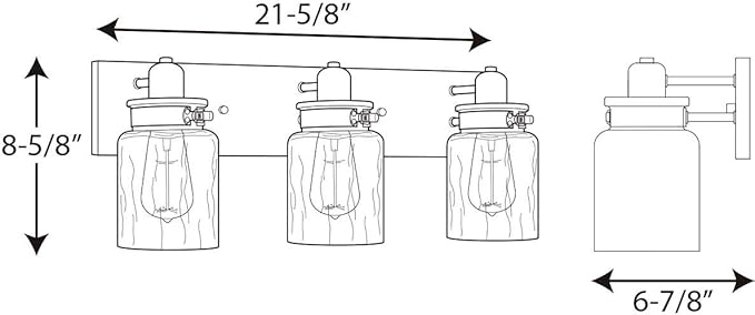 Progress Lighting P300047-009 Calhoun Collection Clear Glass Farmhouse Bath Vanity Light, 3-Light, Brushed Nickel
