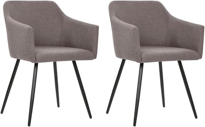 Modern Dining Chairs Set of 2 Taupe Fabric with Metal Frame Kitchen Chairs for Dining Room, Farmhouse Kitchen and Living Room, Ergonomic Design with Armrests and Thick Padding