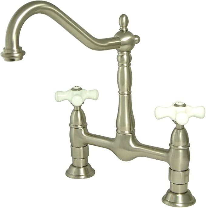 Kingston Brass KS1178PX Heritage 8-Inch Kitchen Faucet Without Sprayer, Brushed Nickel