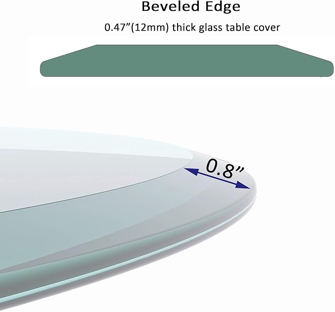 Prime Exclusive Deal 32" Round Glass Table Top - 1/2" Thick Beveled Edge Tempered Glass, Replacement Glass Top for Kitchen/Patio Table