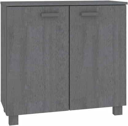Dark Grey Solid Pine Wood Sideboard, 33.5" Large Buffet Cabinet with 2 Doors, Lacquered Finish, Rustic Storage Furniture for Living Room, Dining Room Kitchen Furniture