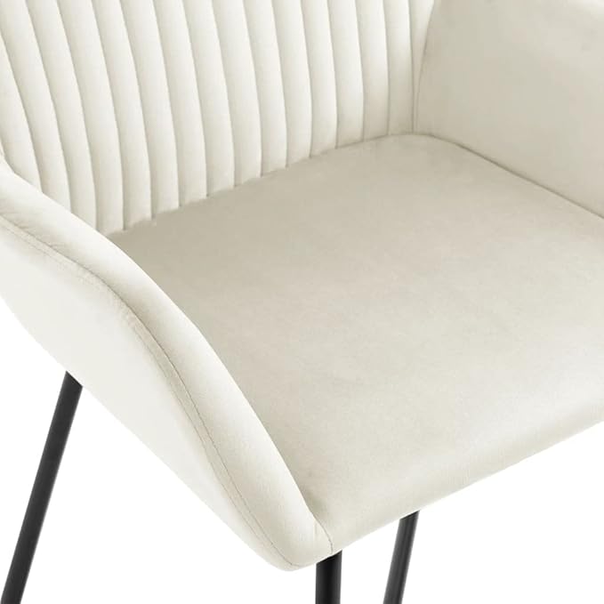 SXJEQOD Modern Dining Chairs Set of 4 Cream Velvet Upholstered Seats with Steel Legs Comfortable Kitchen and Living Room Chairs for Farmhouse or Modern Home Decor