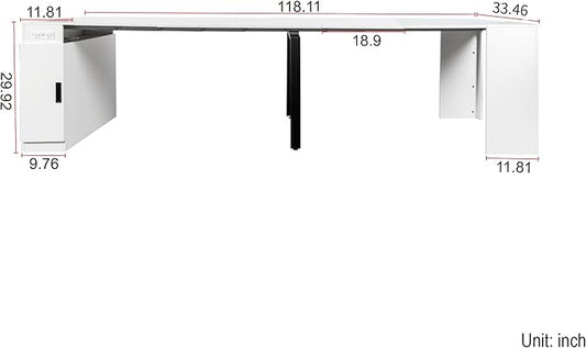 Modern Extendable Dining Table for 4-6 People with Outlet, Multifunctional Foldable Dinner Kitchen Table with Storage, White