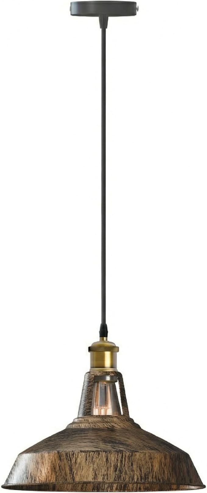 1M Vintage Barn Pendant Lighting with Adjustable Cord Industrial Pendant Light Metal Hanging Lamps for Living Room, Kitchen, Dining Room, Bedroom Rustic Red (Brushed Copper)