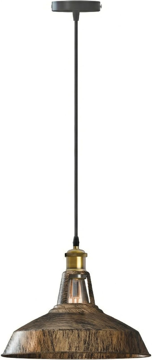 1M Vintage Barn Pendant Lighting with Adjustable Cord Industrial Pendant Light Metal Hanging Lamps for Living Room, Kitchen, Dining Room, Bedroom Rustic Red (Brushed Copper)