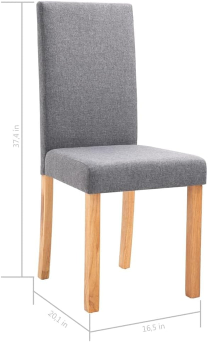 Dining Chairs Set of 4 Light Gray Fabric Upholstered Seats with Rubber Wood Frame for Kitchen Dining Room Modern Farmhouse Furniture
