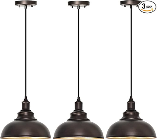 3-Pack Farmhouse Pendant Light Adjustable Pendant Lighting for Kitchen Island Industrial Hanging Barn Pendant Lights Over Island Sink Light Fixtures