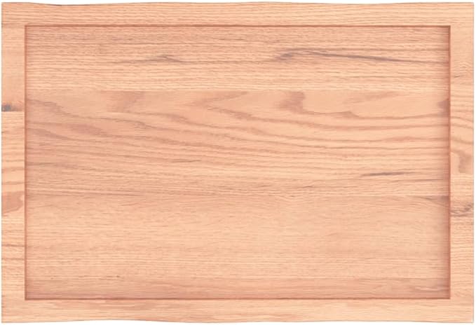 Light Brown Solid Oak Tabletop 31.5 x 19.7 Live Edge Butcher Block Countertop, Adjustable Height, Varnished Rustic Wood Surface for Dining Office Desk Kitchen, Natural Finish