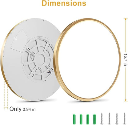 15.7Inch LED Flush Mount Ceiling Light Fixture , 32W(320W Equivalent), 3800LM, 3000K Warm White, IP40, Flat Modern LED Ceiling Lights for Bedrooms, Living Rooms, Bathrooms, Stairwells, etc.(Gold)
