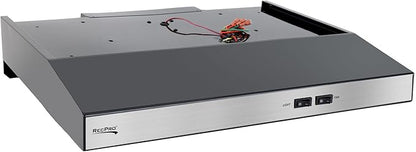 RecPro RV Range Hood with Charcoal Filter & LED Lamp | 12V DC Motor | 60W Energy Efficient | Built-in Charcoal Filter | Sleek Design | Hard-Wired Installation | 0.8A Fan Motor (Stainless Steel)