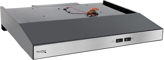 RecPro RV Range Hood with Charcoal Filter & LED Lamp | 12V DC Motor | 60W Energy Efficient | Built-in Charcoal Filter | Sleek Design | Hard-Wired Installation | 0.8A Fan Motor (Stainless Steel)