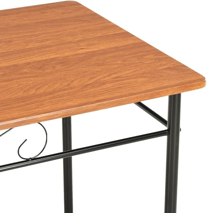 Sturdy Rectangular Dining Table Brown MDF Top Black Steel Frame Modern Industrial Kitchen Furniture for Dining Room Wood Dinner Piece Family Meals Easy Assembly 47.2" L x 27.6" W