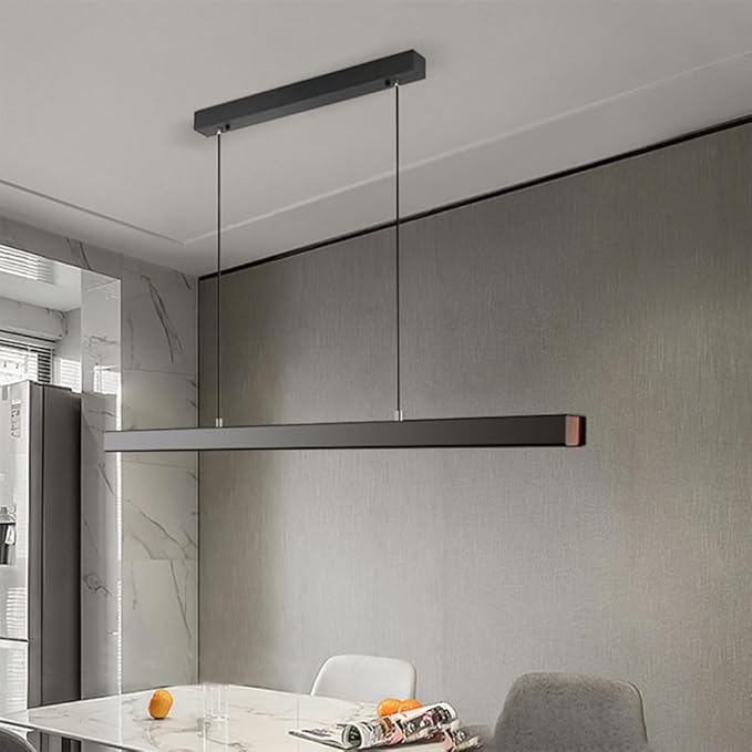 3000k-6000kModern Ceiling Pendant Light with Remote Control, Linear Chandelier Dining Light Fixture for Kitchen, Living Room, Dining Room (Dimming, 31.5inch)