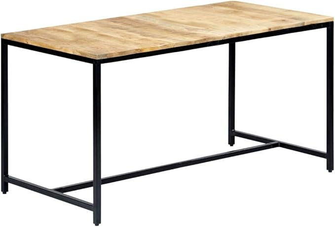Industrial Solid Mango Wood Dining Table 55.1"x27.6"x29.5" Kitchen Table with Iron Legs Modern Narrow Wooden Furniture for Dining Room Kitchen Island