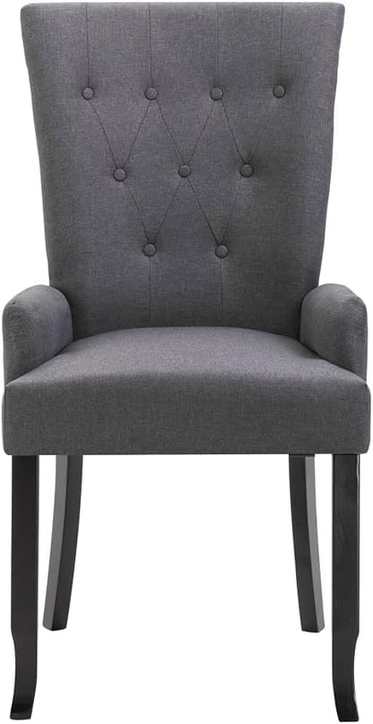 Dark Gray Dining Chairs Set of 4, Polyester Upholstered Modern Farmhouse with Solid Oak Frame, 21.3"x22"x41.7"