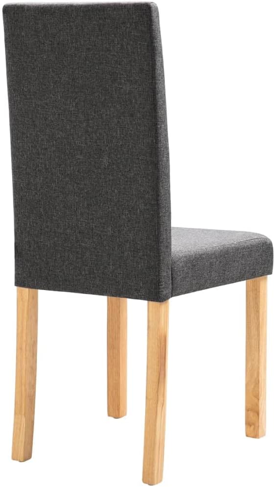 Modern Dining Chairs Set of 6 Dark Gray Fabric Ergonomic Design with Rubber Wood Legs for Dining Room Kitchen and Living Room