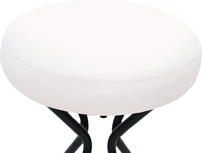 Modern Backless Bar Stools Set of 2 Round Upholstered Counter Stools for Kitchen Island Velvet Dining Chairs，Creamy White
