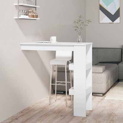 Wall-Mounted Bar Table White 40.2" Rectangular Drop-Leaf Breakfast Counter for Small Kitchen Dining Room Apartment Space-Saving Modern Matte Finish Engineered Wood