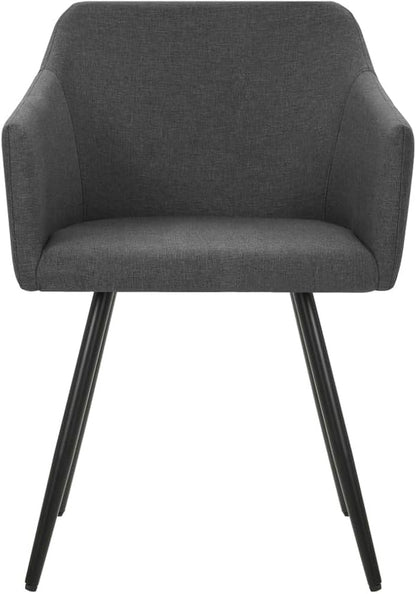 Dark Grey Modern Dining Chair Set of 4 Comfortable Upholstered Accent Kitchen Seat 24.4x21.3x31.5 in Metal Frame Easy Assembly for Living Dining Room