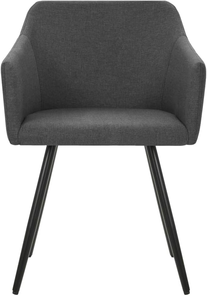 4 Pack Dark Gray Fabric Dining Chairs with Metal Frame Modern Farmhouse Kitchen Chairs for Dining Room Furniture Ergonomic Design Armrests Assembly Required