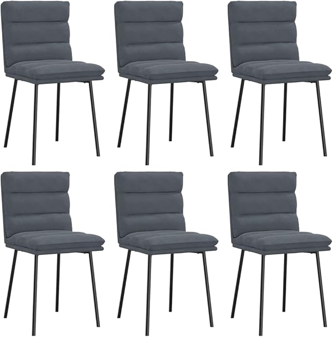 Dark Gray Velvet Dining Chairs Set of 6 Modern Accent Chairs with Metal Frame, Comfortable Kitchen Living Room Furniture, 17.7" Seat Width, 242.5lb Capacity