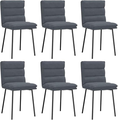 Dark Gray Velvet Dining Chairs Set of 6 Modern Accent Chairs with Metal Frame, Comfortable Kitchen Living Room Furniture, 17.7" Seat Width, 242.5lb Capacity