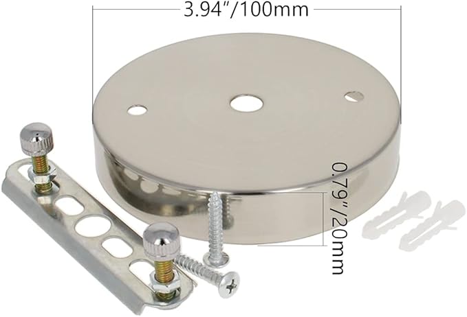 1Pcs Chandelier Canopy Kit, Bettomshin 10x2cm/3.94x0.79"(DxH) Iron Retro Ceiling Lighting Modern Canopy Kit Light Fixture Cover Plate with Hardware for Pendant Lighting Fixtures (Sand Nickel Tone)