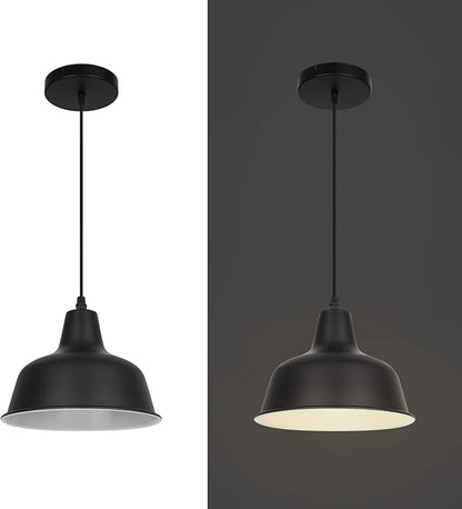 Black Industrial Pendant Lights Vintage Farmhouse Metal Hanging Ceiling Light Fixtures for Barn Kitchen Island Dinning Room Entryway Foyer (3 Pack)