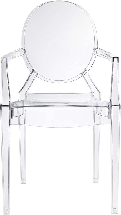Modway Casper Modern Acrylic Stacking Kitchen and Dining Room Arm Chair in Clear - Fully Assembled