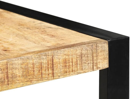 55.1" Industrial Bar Table Solid Mango Wood Top with Steel Frame 43.3" H Counter Height Dining for Kitchen, Dining Room, Apartment Hangouts