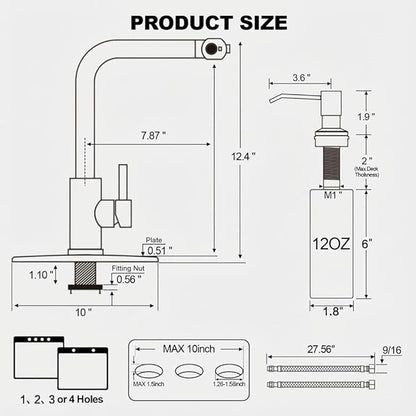 AVSIILE Touchless Kitchen Faucets with Pull Down Sprayer & Soap Dispenser, Single Hole & Handle, Oil Rubbed Bronze Pull Out Waterfall Sink Faucet Suitable for Farmhouse Camper Laundry Rv