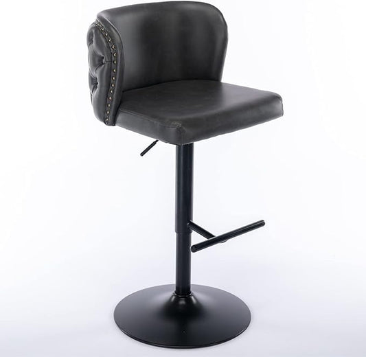 Furniture,Swivel Adjusatble Seat Height, Modern PU Upholstered Bar Stools with The Whole Back Tufted, for Home Pub and Kitchen Island（Dark Gray, Set of 2）