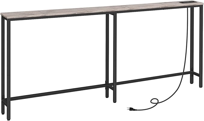 HOOBRO 70.9" Narrow Console Table with Charging Station, 5.9" Slim Sofa Table Behind Couch, 2 AC Outlets & USB-C Ports, Long Entryway Tables for Small Spaces, Livingroom, Greige BG185UXG01G1