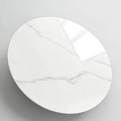 Round Table Top Multiple Sizes - Tempered Glass with Marble Design, Shatter-Resistant & Heatproof Surface Protector, Multipurpose for Dining/Coffee/Patio/End Table DIY Replacement (White, 28 inch)