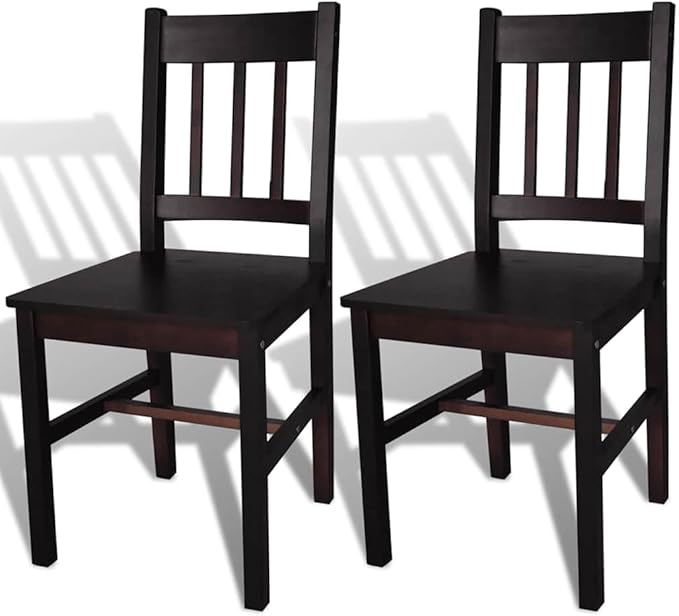 Dark Brown Dining Chairs Set of 2, Solid Pine Kitchen & Dining Room Seating 16.3 x 18 x 33.9 in, Ergonomic Comfortable for Modern Farmhouse Living Room Bedroom