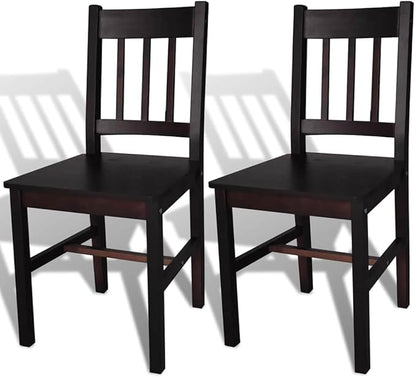 Dark Brown Dining Chairs Set of 2, Solid Pine Kitchen & Dining Room Seating 16.3 x 18 x 33.9 in, Ergonomic Comfortable for Modern Farmhouse Living Room Bedroom