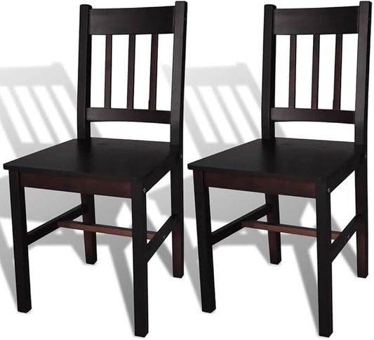 Dark Brown Dining Chairs Set of 2, Solid Pine Kitchen & Dining Room Seating 16.3 x 18 x 33.9 in, Ergonomic Comfortable for Modern Farmhouse Living Room Bedroom