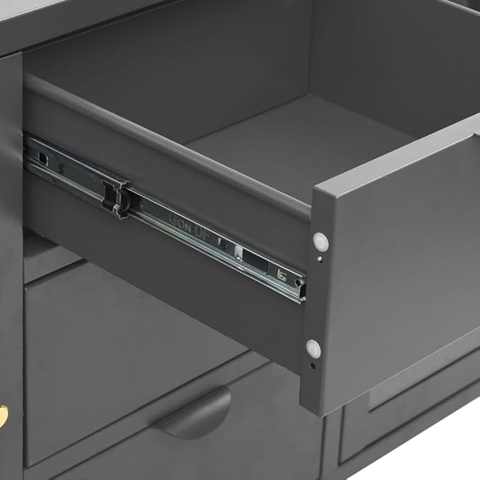 Anthracite Steel Sideboard, 41.3"x13.8"x27.6" Tempered Glass Buffet Cabinet with Drawers, Modern Storage for Kitchen, Living Room Kitchen Furnitur