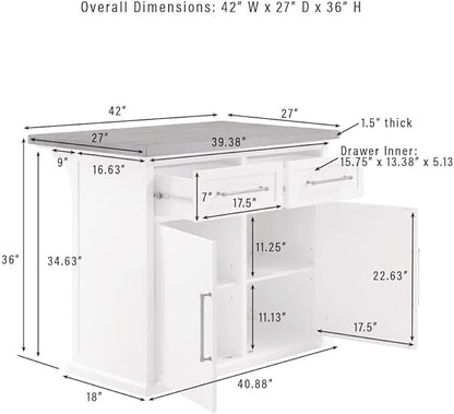 Crosley Furniture Bartlett Kitchen Island with Wood Top, White/Walnut