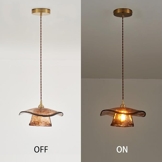 YLONG-ZS Pendant Lights Kitchen Island,Glass Hanging Pendant Light Brass,Vintage Gold Farmhouse Kitchen Hanging Lights for Island Dining Room Bedroom Living Room Hotel