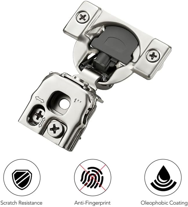 Ravinte 30 Pack 15 Pairs 1 inch Overlay Soft Close Hidden Door Hinge for Kitchen Cabinet Stainless Steel Adjustable Satin Nickel Hardware