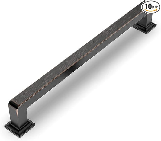 Amerdeco 10 Pack Oil Rubbed Bronze Cabinet Pulls 7 Inch Hole Centers Kitchen Cabinet Handles Cabinet Hardware Kitchen Handles for Cabinets Cupboard Handles Drawer Pulls ZH0019
