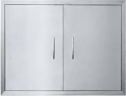 JIE JIN 30" W X 21" H Outdoor Kitchen Doors Double Doors Thickened 304 Brushed Stainless Steel BBQ Access Door BBQ Island Doors Outdoor Kitchen Accessories Door for Outdoor Kitchen BBQ Island