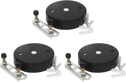 Bettomshin 3Pcs Pendant Light Kits, 8x2cm/3.15x0.79"(D*H) Black Round Retro Canopy Kit Light Plate, Iron Ceiling Light Plate Cover Mounting Hardware for Hanging Chandelier Lighting Fixtures