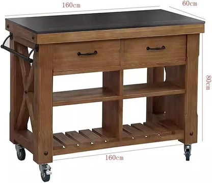 Mobile Shelving Kitchen Cooking Table Island Table Movable Operation Table Cutting Table Bar Table Open Dining Cabinet Kitchen Utility Cart