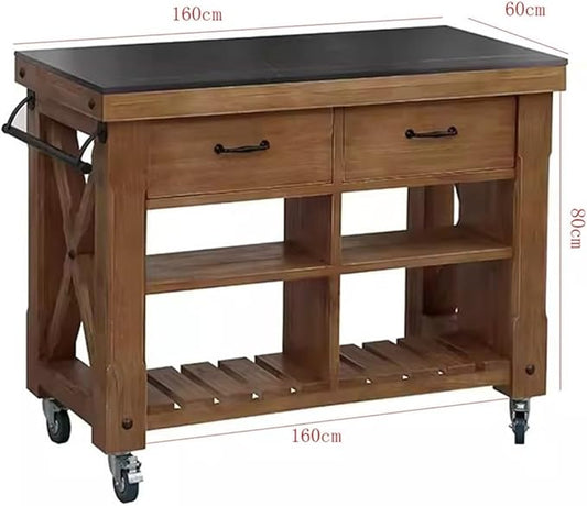 Mobile Shelving Kitchen Cooking Table Island Table Movable Operation Table Cutting Table Bar Table Open Dining Cabinet Kitchen Utility Cart