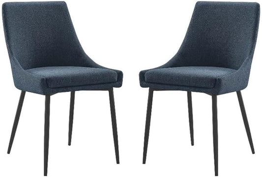 Modway Viscount Upholstered Fabric Side Dining Chairs in Black Azure - Set of 2