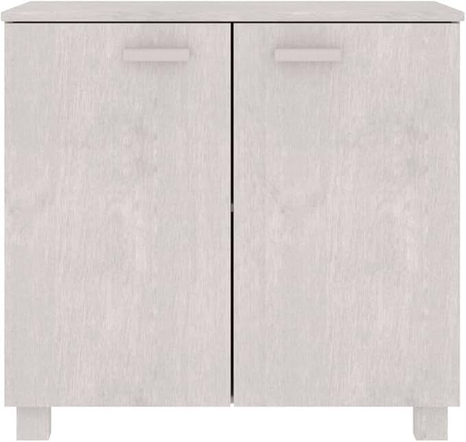 HAMAR White Sideboard, 33.5"x13.8"x31.5" Solid Pine Wood Buffet Cabinet with 2 Doors, Storage for Kitchen & Dining Room, Farmhouse Design Furniture Dining Storage